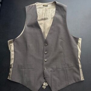 Unbranded Suit Vest Mens 40R Brown Micro-check 100% Wool Formal Waistcoat